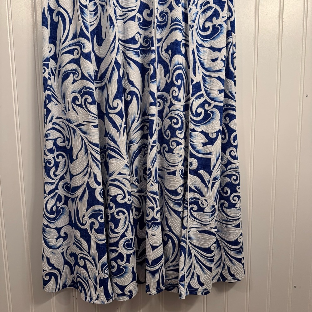 Perceptions A-Line Sleeveless Formal Women’s White & Blue Midi Dress Size Medium - Picture 4 of 13